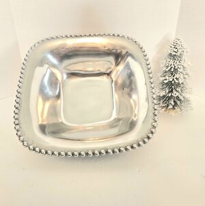 CBL Fine Art Beaded Rim Square Cast Aluminum Serving Bowl